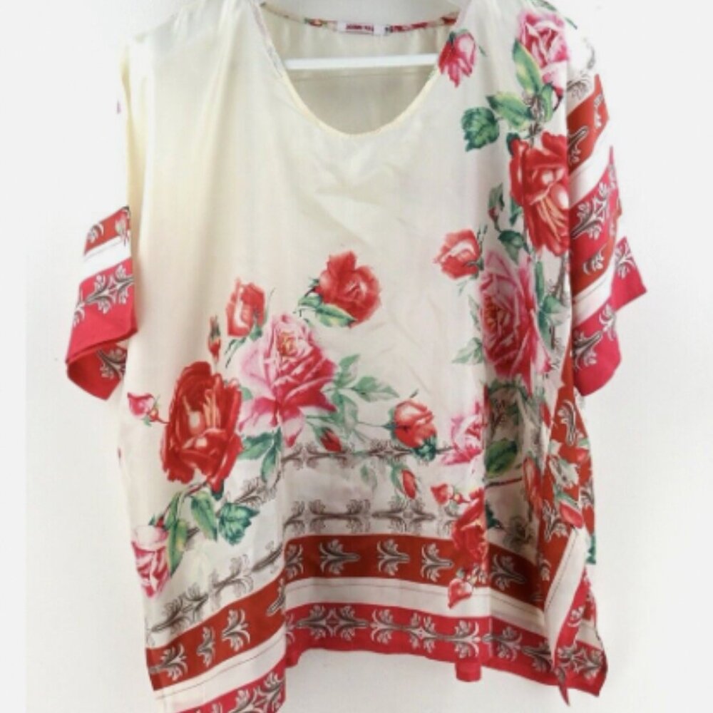 Johnny Was Rose Garden Silk Blouse Size small